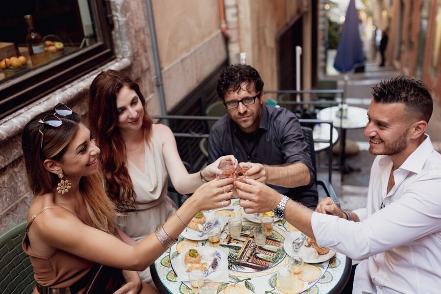 Taormina: Shared or Private Food & Wine Walking Tour - Stop 1: Prosecco welcome plus Sicilian seafood with white wine